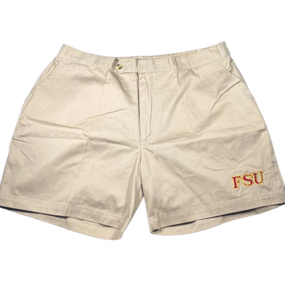 FSU Shorts Men’s 42 Khaki Florida State Seminoles Flat Front Embroidered Preppy